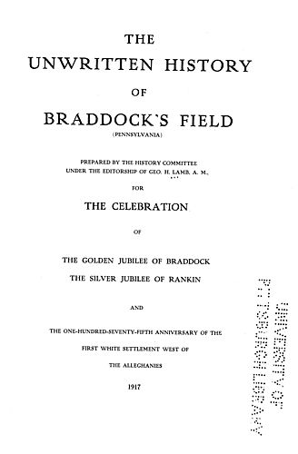 unwritten history of Braddock's Field (Pennsylvania)