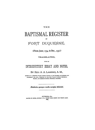 Register of Fort Duquesne