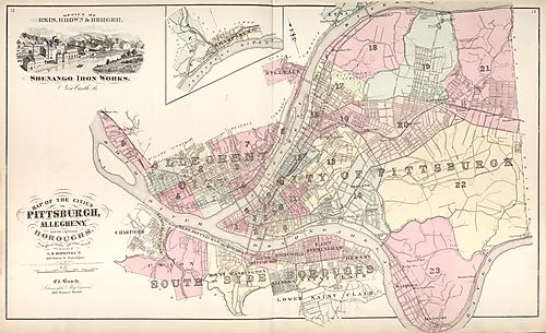 Map of the Cities of Pittsburgh Allegheny, the Adjoining Boroughs