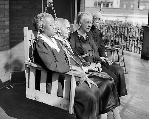 Four Women on a Porch Swing at the Lemington Home for the Aged