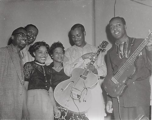 Group portrait including musicians Billy and Martin Kimes
