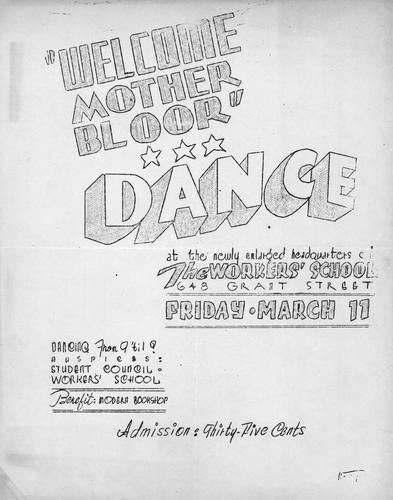 Welcome Mother Bloor Dance announcement