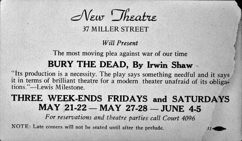 New Theatre Presents "Bury The Dead