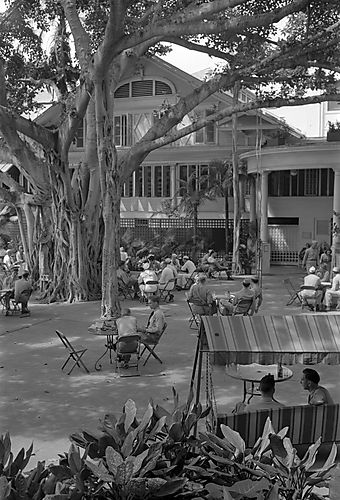 Military Personnel in Courtyard