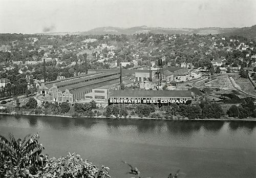 Edgewater Steel Company from Across River, Uncropped