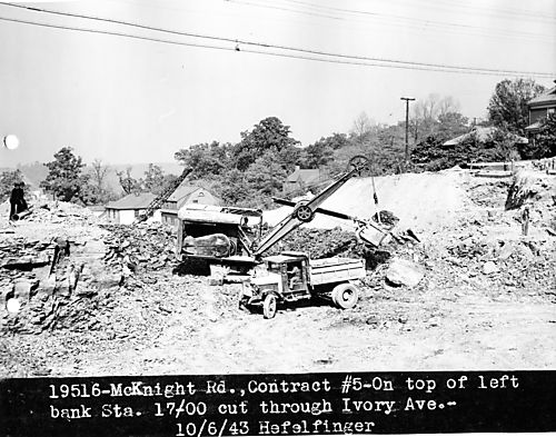 Excavating during construction of McKnight Road