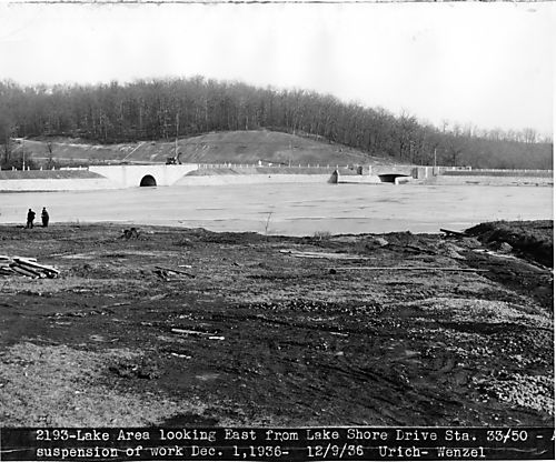 Spillway at North Park Lake and Irwin Run Bridge