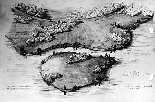 North Park Lake Shore Drive - County Planning Commission Drawing of North Park Lake Island