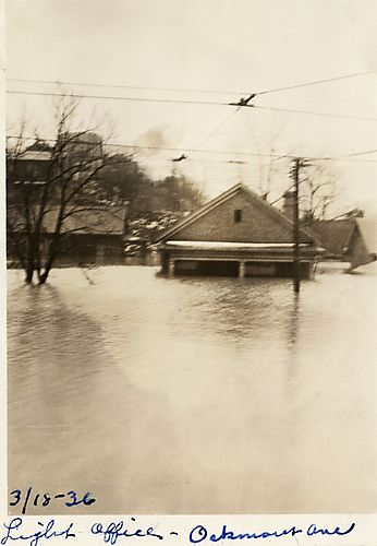 Light Offices Submerged to Roofline in Flood waters