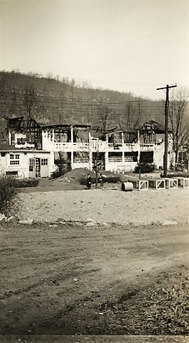 Two Men Survey the Fire Damage to Hite's Chicken Farm