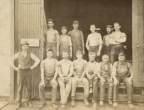 Planing Mill Workers Pose for a Photograph