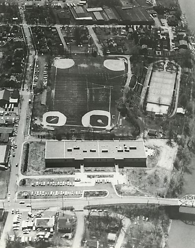 Aerial View of Riverview High School and Riverside Park