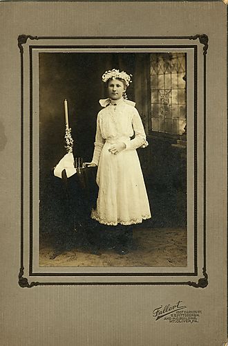 A young girl's first communion portrait