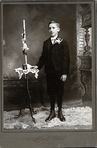 Young boy's first communion portrait
