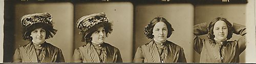 Four photographs of a young woman