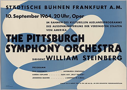 Poster for Pittsburgh Symphony Orchestra performance in Frankfurt, Germany in 1964