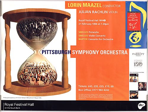 Poster for Pittsburgh Symphony Orchestra performance in London, England in 1996