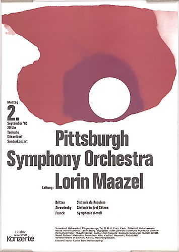 Poster for Pittsburgh Symphony Orchestra performance in Düsseldorf, Germany in 1985