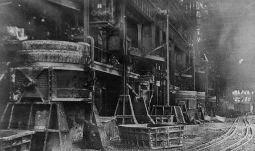 Tapping Side Open Hearth Furnaces- Ladles in Posit