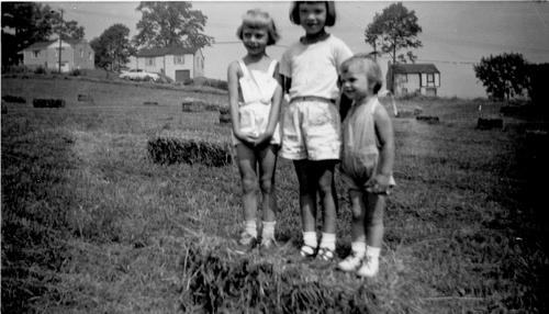 Three girls at King Farm off Peebles Road