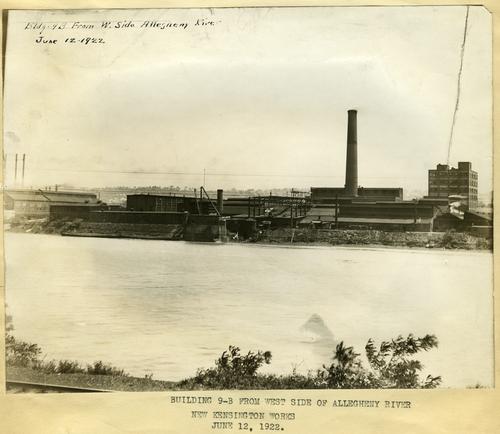 Building 9-B from the west side of the Allegheny River, New Kensington Works