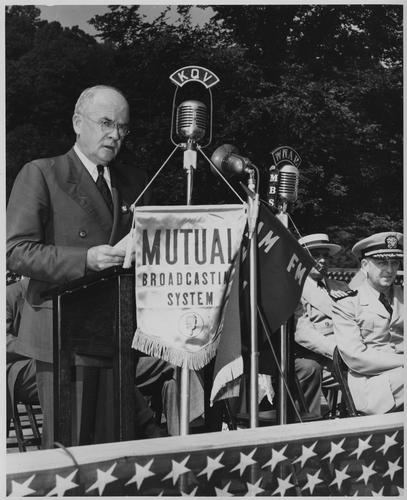 Francis P. Matthews speaking at the 90th anniversary of the oil industry celebration 