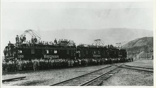 The Virginian electric train with passengers