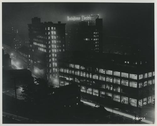 Westinghouse's East Pittsburgh Works at night