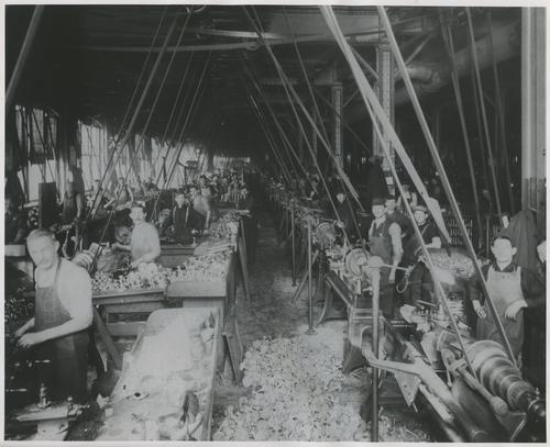 Workers in a machine shop