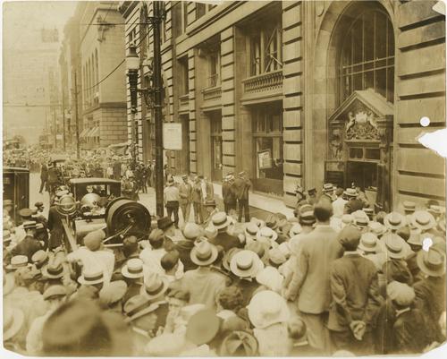 Exterior of Farmers Bank building after explosion