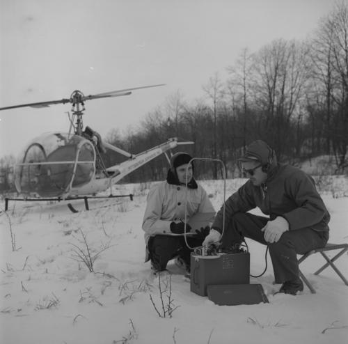 Two men at the Monroeville heliport