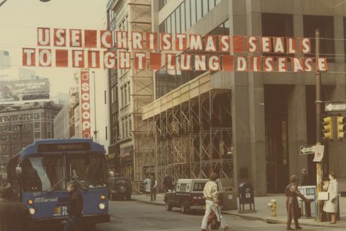 Christmas Seal campaign street sign