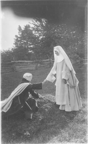 Tableau Vivant Featuring a ""Nun"" and a Lady