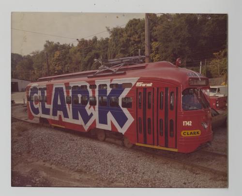 Port Authority of Allegheny County trolley painted as Clark Bar