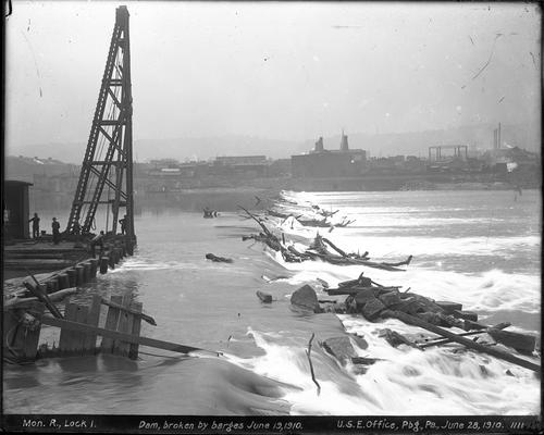 Damaged Monongahela River Lock and Dam 1