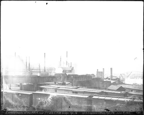 Elevated Tracks of Pennsylvania Railroad near Pittsburgh, Fort Wayne & Chicago Railway Bridge