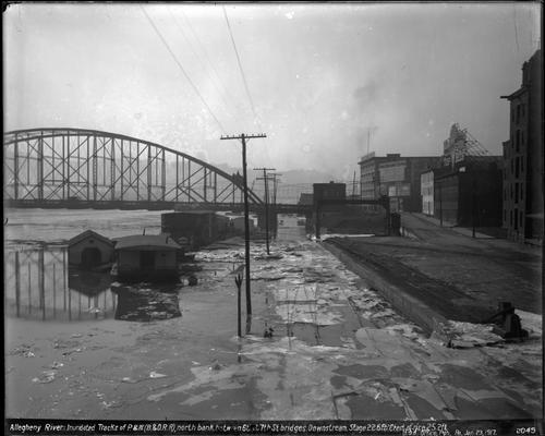 Flooded Railroad Tracks Between Sixth and Seventh Street Bridges
