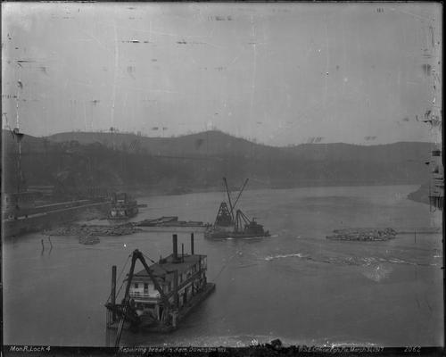 Monongahela River Lock and Dam 4, Repairing Broken Dam