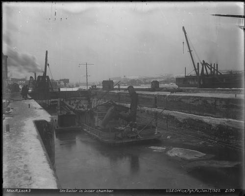 Monongahela River Lock 3 Inner Chamber in Use