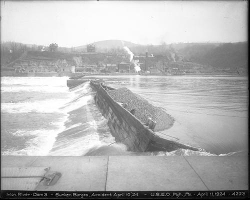 Sunken Barges at the Monongahela River's Dam 3