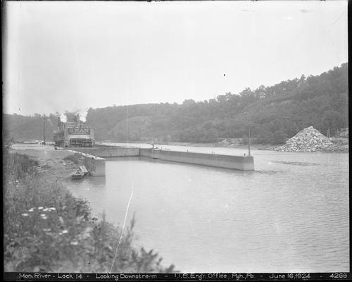 Boat in Monongahela River Lock 14