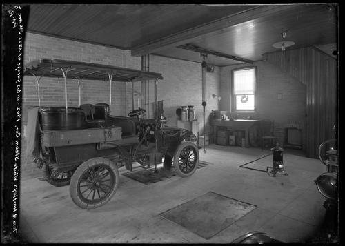 Tom Hartley's White Steam Car in Garage