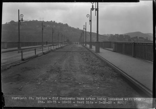 Fortieth St. Bridge - Old Concrete Base After Being Loosened with Pick - Sta. 20+75 to 22+00 - East Side