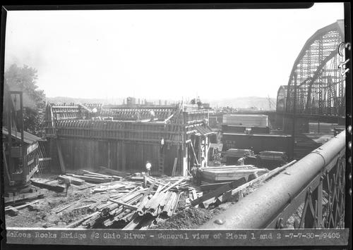 McKees Rocks Bridge #2 Ohio River - General View of Piers 1 and 2