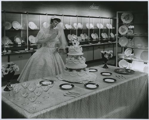 Mannequin bride in a china shop