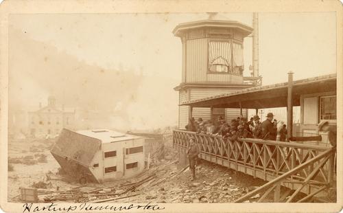 General Hastings and group of men at Pennsylvania Railroad Station