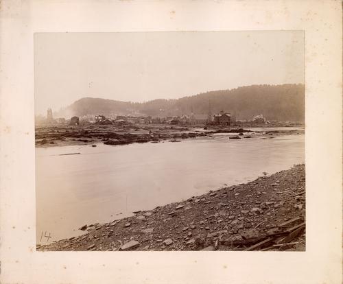 Panoramic view of central Johnstown from the Little Conemaugh River