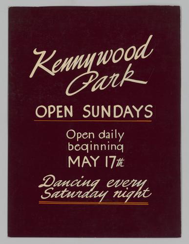 Sign of Kennywood Park hours