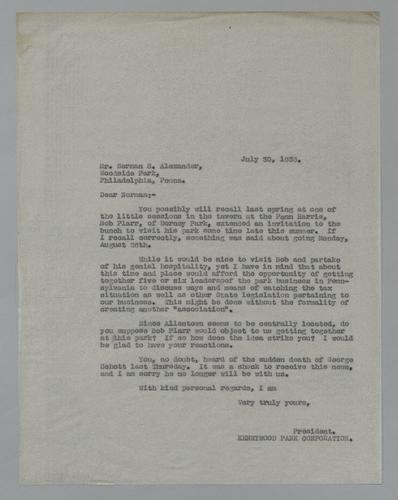 Letter from Kennywood to Woodside Park (2)