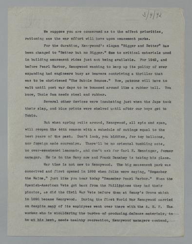 Kennywood Article Copy on War Restrictions